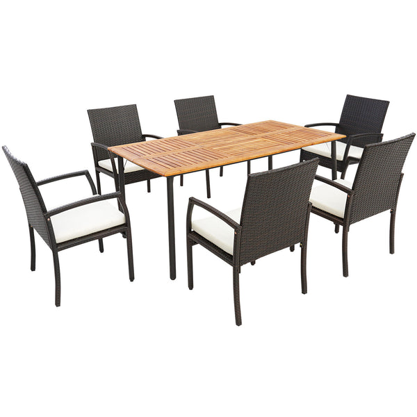The product is delivered in 3 boxes and the arrival time may vary  each box contains the corresponding screw kits<br>The tabletop is made of acacia wood  weather-proof  water-repellent  durable<br>The thickened metal supporting legs with rustproof coating