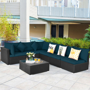 Free combination of sectional sofa as per your needs<br>Solid structure with L shape aluminum feet<br>Exquisite PE wicker frame adds unique charm<br>Comfortable sofa set with thick cushions and soft pillows<br>The cover of seat cushion is removable and wa
