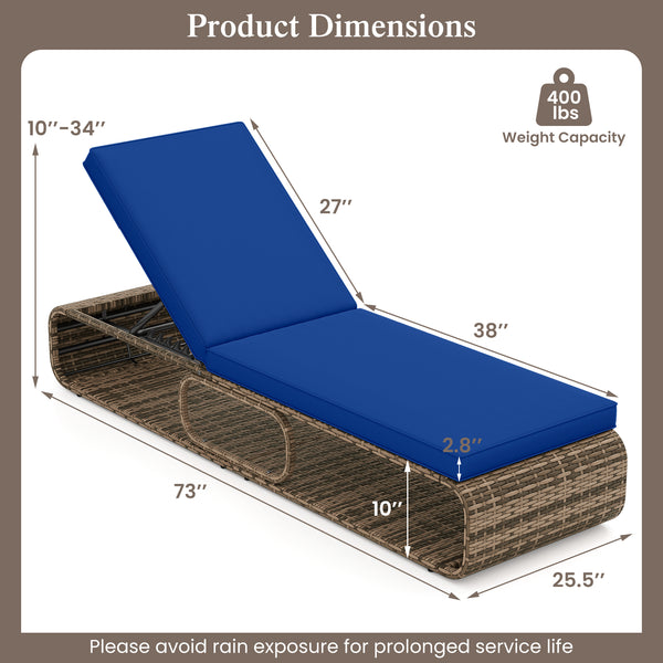 Meet your different needs for customized comfort with 7-level adjustable backrest<br>The full flat position allows you to fully recline for optimal relaxation<br>Perfect reading  chatting  sunbathing and taking a nap<br>Hand-woven PE wicker is fade-resist