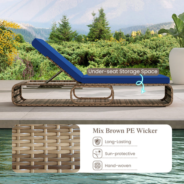 Meet your different needs for customized comfort with 7-level adjustable backrest<br>The full flat position allows you to fully recline for optimal relaxation<br>Perfect reading  chatting  sunbathing and taking a nap<br>Hand-woven PE wicker is fade-resist