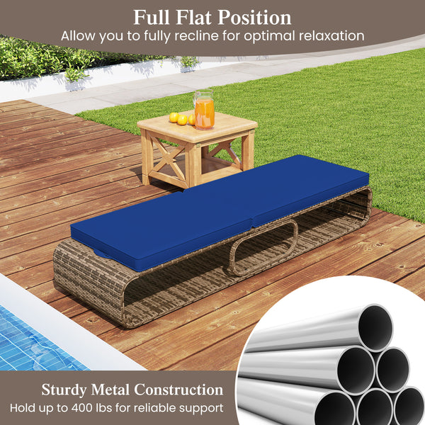 Meet your different needs for customized comfort with 7-level adjustable backrest<br>The full flat position allows you to fully recline for optimal relaxation<br>Perfect reading  chatting  sunbathing and taking a nap<br>Hand-woven PE wicker is fade-resist