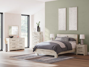 A fresh take on country living, this queen panel bed strikes the perfect balance between farmhouse and contemporary. Its rustic white finish and replicated reclaimed oak grain merge effortlessly with the hearty, clean-lined look we love today. Youâ€™ll lo