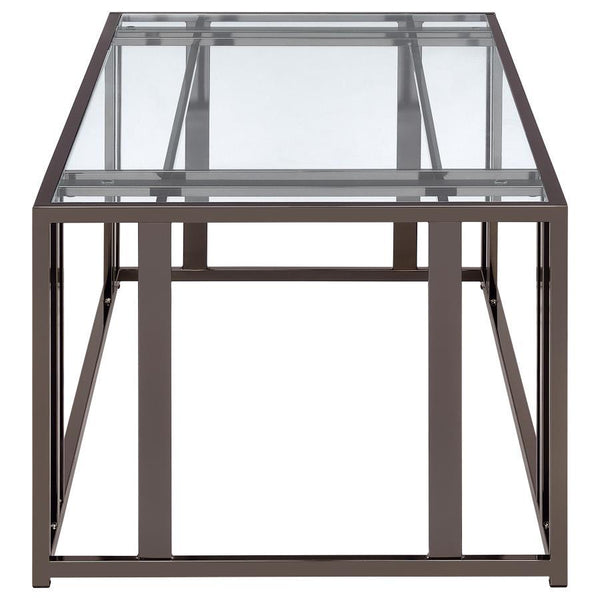 Adri - Rectangular Glass Top Coffee Table - Black Nickel