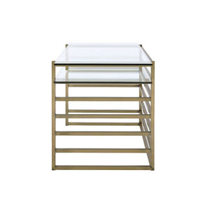  you-'ll be doing it all in style with this Shona desk. The luxurious glass top combines with antique gold finish base