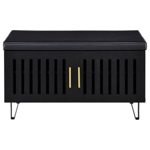 Brixton - 2-Door Padded Entryway Shoe Storage Bench - Black