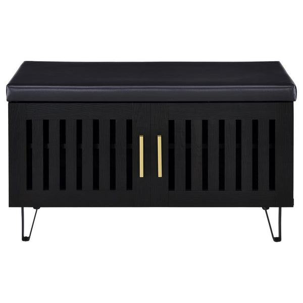 Brixton - 2-Door Padded Entryway Shoe Storage Bench - Black