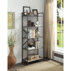 Itzel - Bookshelf - Antique Oak & Sandy Gray - 63"