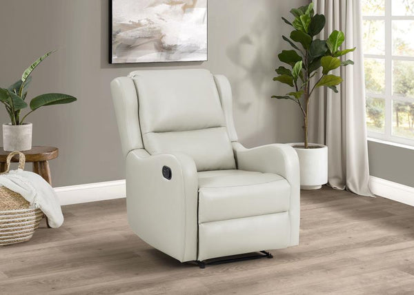  sleek lines with English arms that slope beautifully to create refined aesthetics in your home. The recliner features faux l