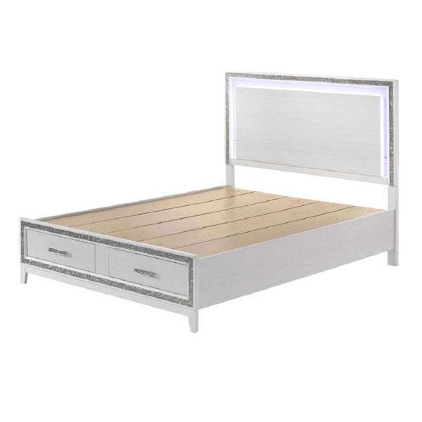 Haiden - Queen Bed With Storage - Led & White Finish