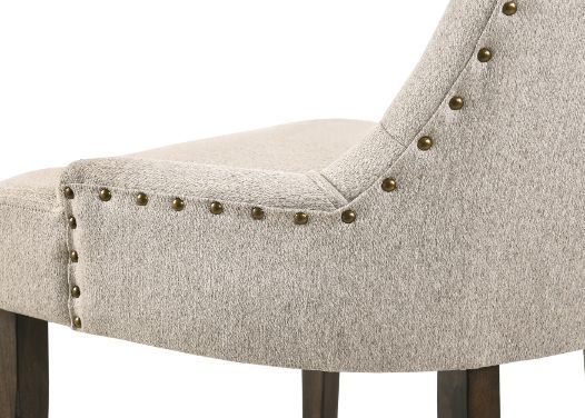 Farren - Side Chair (Set of 2) - Beige Fabric & Weathered Oak