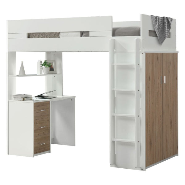 A beautiful loft set for children, adding brightness and vibrancy to their bedrooms. Functional and stylish, will fit into both boy and girls-' rooms. Featuring a desk underneath, offers an ideal space to play, work and rest. Various finishes in pink, gra