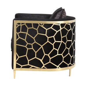 Fergal - Loveseat - Black Velvet & Gold Finish
