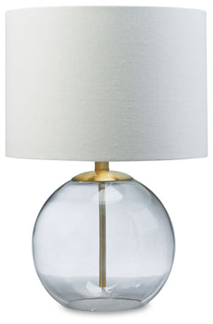 Featuring a round, clear glass base, this table lamp has a clean sculptural appeal that-'s easy to implement into a variety of decor styles. Its sheer simplicity exudes a clean, fresh aesthetic, adding low-key glamour to your bedroom or living room.<br><b