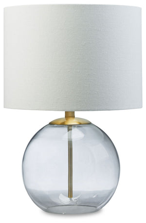 Featuring a round, clear glass base, this table lamp has a clean sculptural appeal that-'s easy to implement into a variety of decor styles. Its sheer simplicity exudes a clean, fresh aesthetic, adding low-key glamour to your bedroom or living room.<br><b