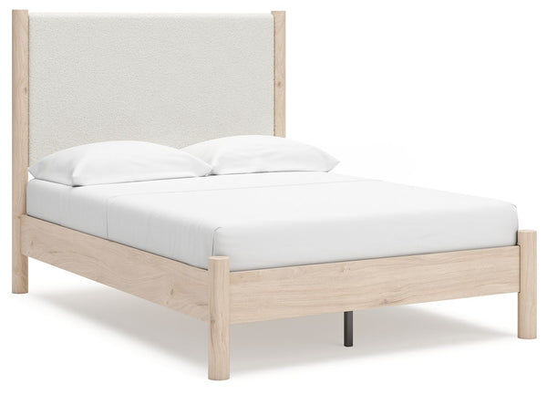 Transform your bedroom with this full upholstered panel bed. With clean lines and textured fabric, it exudes a minimal and sophisticated boho style. Tailor your space and create the perfect environment for sweet dreams.<br/><br/><b>Product Features</b><ul