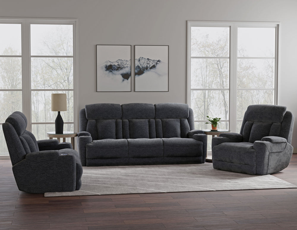 Comfort meets innovation in this inspired Power Sofa, Loveseat & Recliner. The perfect choice for creating a relaxing environment, this stylish model features a smooth motorized reclining motion at just the touch of a button. Integrated beverage holders i