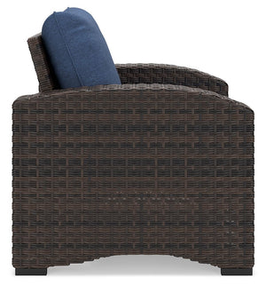 Windglow - Blue / Brown - Lounge Chair With Cushion