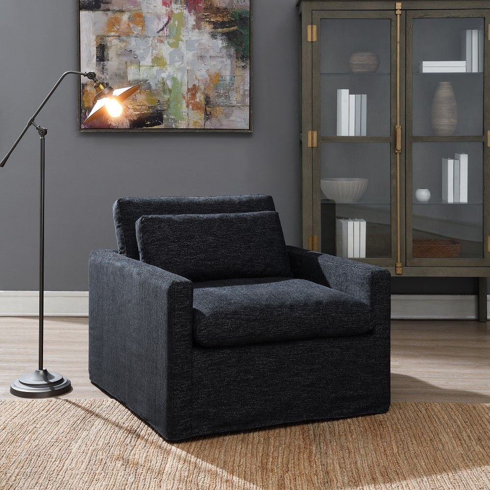 Frederick - Swivel Chair With Pillow - Dark Gray