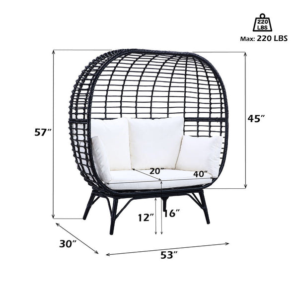 Penelope - Patio Lounge Chair - Cream Fabric & Black Finish