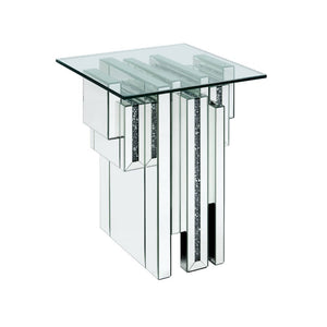  then these Noralie end tables are the perfect solution. With a one of a kind pedestal base that has beautiful acrylic gemstones with clear glass