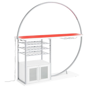 Risley - 2-Door Circular LED Home Bar Cabinet High Gloss - White