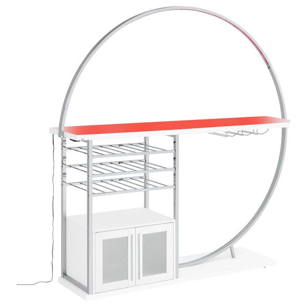 Risley - 2-Door Circular LED Home Bar Cabinet High Gloss - White