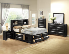 Experience timeless elegance with this sophisticated bedroom suite, exuding a rich cherry finish that enhances its robust and stately form. At the heart of the ensemble is a captain-'s bed graced with an innovatively designed headboard, boasting integrate
