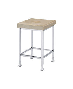 Alluring in its simplicity and function, this versatile counter high table is design with two open shelves on the base. Comprised of stark lines and sleek angles, its modern metal base paired with wooden shelves tell us simple really is better. A chrome f