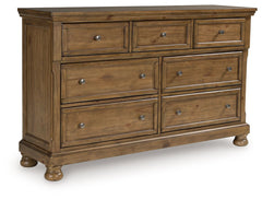 A relaxed take on casual traditional design, this dresser strikes a comfy pose with a classic sensibility. Its timeless design and chestnut brown wood tone create a welcoming retreat tailored to your laid-back lifestyle. Metal knobs in an aged pewter colo
