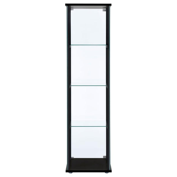 Cyclamen - 4-Shelf Clear Glass Curio Display Cabinet - Black