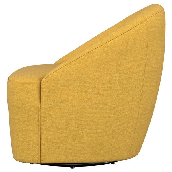 Leon - Upholstered Barrel Accent Swivel Chair - Mustard Yellow