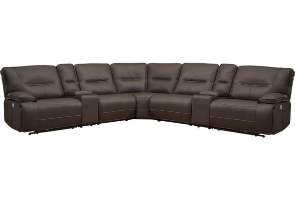 Even commercials are more tolerable when you-'re relaxing in the plush comfort of this six-piece sectional seating group. You-'ll love the luxury of its two power recliners on each end that feature power headrests. Between those, you-'ll find and armless 