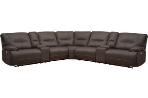 Spartacus - 7 Piece Modular Power Reclining Sectional With Power Adjustable Headrests - Chocolate