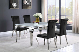 Carone - Rectangular Glass Top Dining Table - White And Chrome