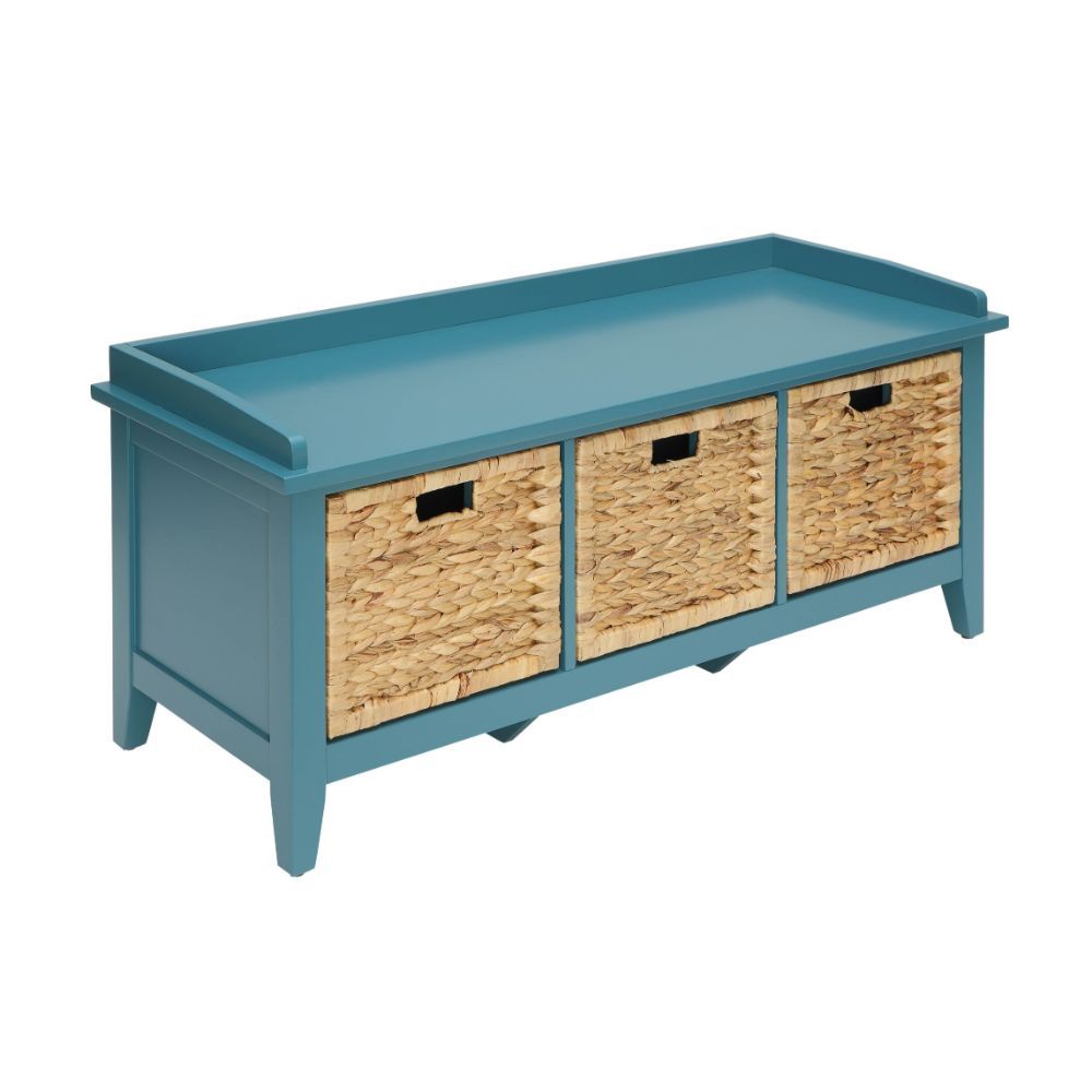 Keep your entryway fresh and organized with this lovely Flavius storage bench, featuring three spacious brown rattan baskets like drawers. The low-profile design, and crisp finish make for charming windowsill seating. This bench is also perfectly suited t