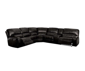 Saul - Sectional Sofa - Black Leather-Aire