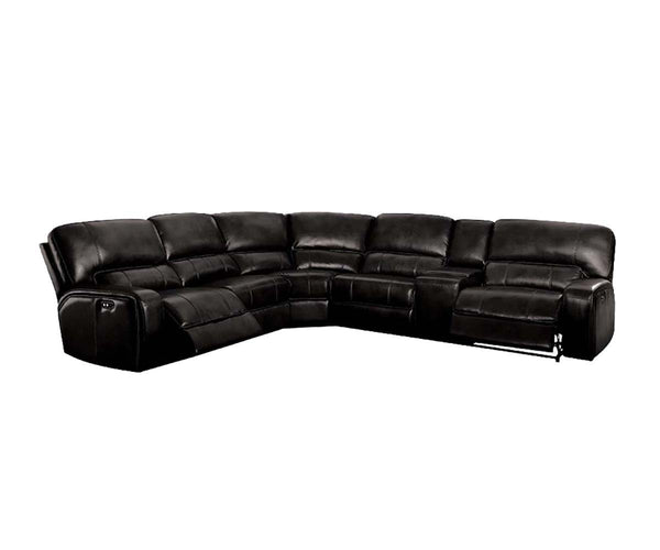 Saul - Sectional Sofa - Black Leather-Aire