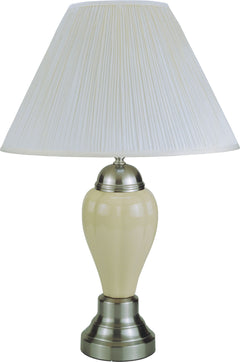 Lamp Sets<h4><b>Satin Nickel - Porcelain Lamp - Ivory</b></h4> <table width="100%"><colgroup><col style="width: 30%"> <col style="width: 70%"> </colgroup> <tbody> <tr> <td>Dimensions</td> <td> 17.00"L x 17.00"D x 27.00"H</td> </tr> <tr> <td>Weight</td> <t