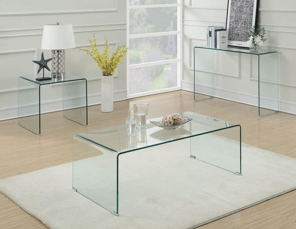 Ripley - Rectangular Tempered Bent Glass Coffee Table - Clear