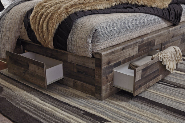 Derekson - Multi Gray - Queen Panel Bed With 4 Storage Drawers
