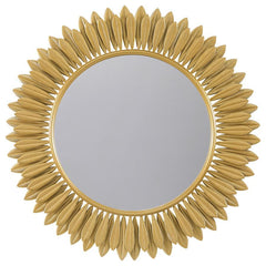 Instill the freshness of springtime in your living area or bedroom decor with a modern wall mirror. Offering sculptural presence, it boasts a center of round mirror glass. The frame is a double layer of delicate petals, introducing a floral element that c
