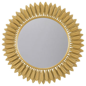 Instill the freshness of springtime in your living area or bedroom decor with a modern wall mirror. Offering sculptural presence, it boasts a center of round mirror glass. The frame is a double layer of delicate petals, introducing a floral element that c