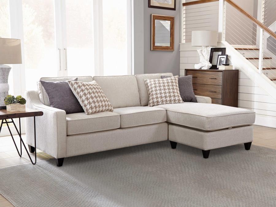 Ready to provide a sensible and stylish bonus to a transitional space, this sectional is a solid choice for a redesign. Perk up a living room or entertainment space with a comfortable and tasteful design. Configured for maximum flexibility, it accommodate