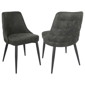 Blending mid-century inspiration with classic charm, this dining side chair is a stylish and versatile addition to any dining space. The gently curved backrest features elegant button tufting on the exterior and a smooth, cushioned interior for a refined 