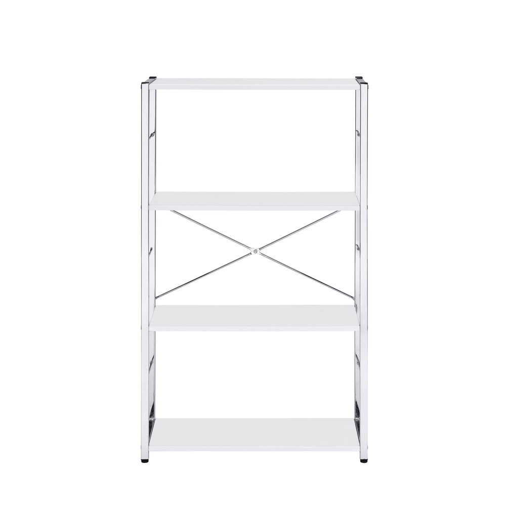 Tennos - Bookshelf - White & Chrome Finish