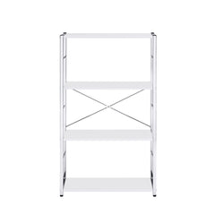 Tennos - Bookshelf - White & Chrome Finish