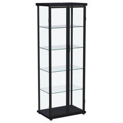 Gather all your favorite things and show them off to their best effect in a modern glass curio cabinet. Perfect for everything from China in the dining room to sculpture and art in you living area, the cabinet features rounded corners and a neutral finish