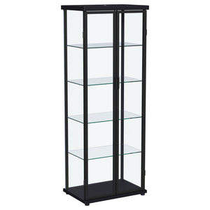 Gather all your favorite things and show them off to their best effect in a modern glass curio cabinet. Perfect for everything from China in the dining room to sculpture and art in you living area, the cabinet features rounded corners and a neutral finish