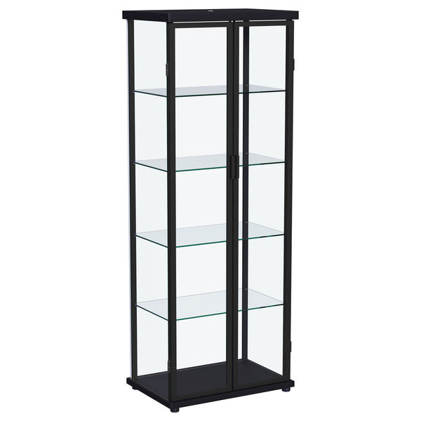 Gather all your favorite things and show them off to their best effect in a modern glass curio cabinet. Perfect for everything from China in the dining room to sculpture and art in you living area, the cabinet features rounded corners and a neutral finish