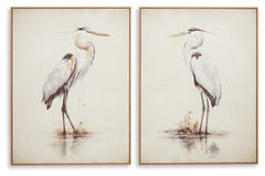 This captivating wall art set depicts majestic herons gracefully surveying their surroundings. A subtle off-white background and neutral shades suit a variety of spaces, from casual to coastal.<br/><br/><b>Product Features</b><ul><li>Set of 2</li><li>Fram